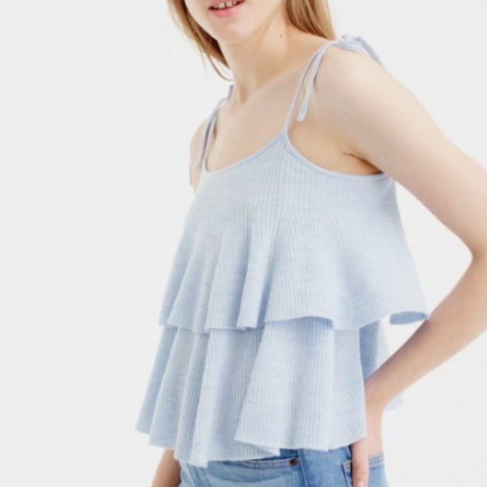 J. Crew Blue Tiered Sleeveless Tank Top